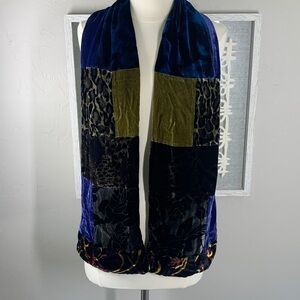 Redfish designs velvet patchwork scarf multi-colored